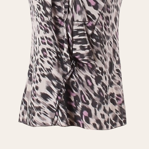 🌺 Ann Taylor Leopard Print Neck Tie Silk Sleeveless Blouse Size 2 - Picture 5 of 9